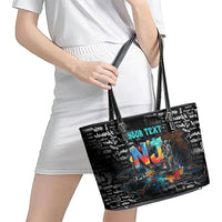 Personalized New Jersey Liberty Bell Graffiti Leather Tote Bag Urban Street Art - Hand Drawn City Tagging