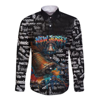 Personalized New Jersey Liberty Bell Graffiti Long Sleeve Button Shirt Urban Street Art - Hand Drawn City Tagging