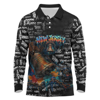 Personalized New Jersey Liberty Bell Graffiti Long Sleeve Polo Shirt Urban Street Art - Hand Drawn City Tagging