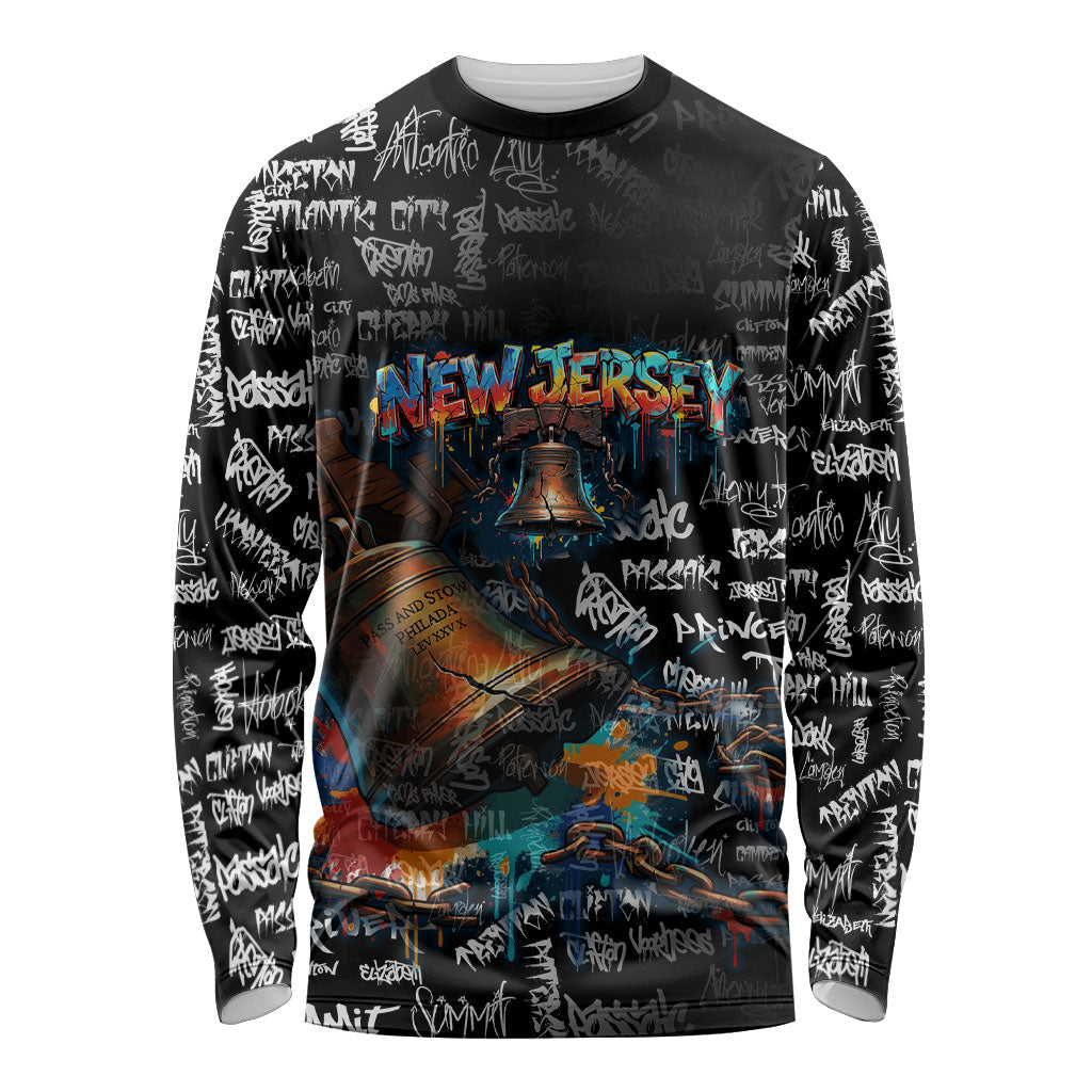 Personalized New Jersey Liberty Bell Graffiti Long Sleeve Shirt Urban Street Art - Hand Drawn City Tagging