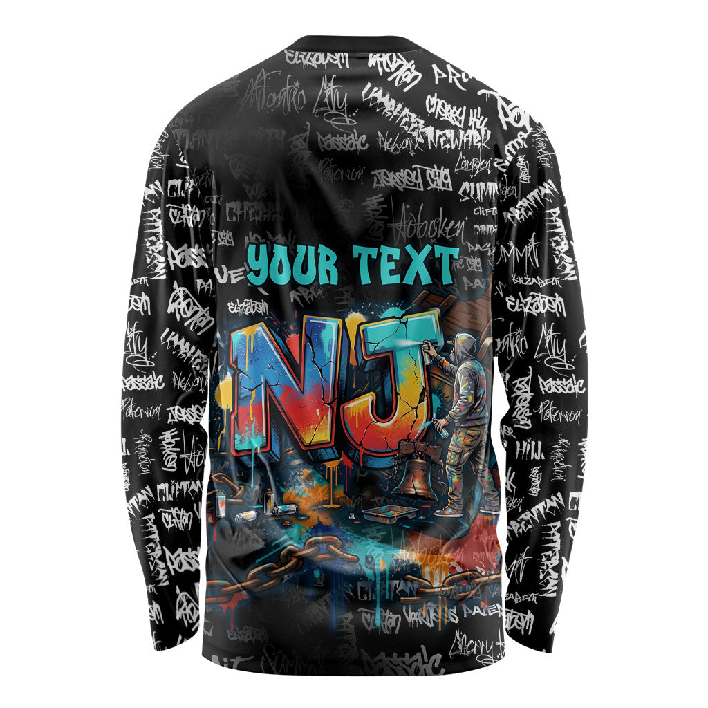 Personalized New Jersey Liberty Bell Graffiti Long Sleeve Shirt Urban Street Art - Hand Drawn City Tagging