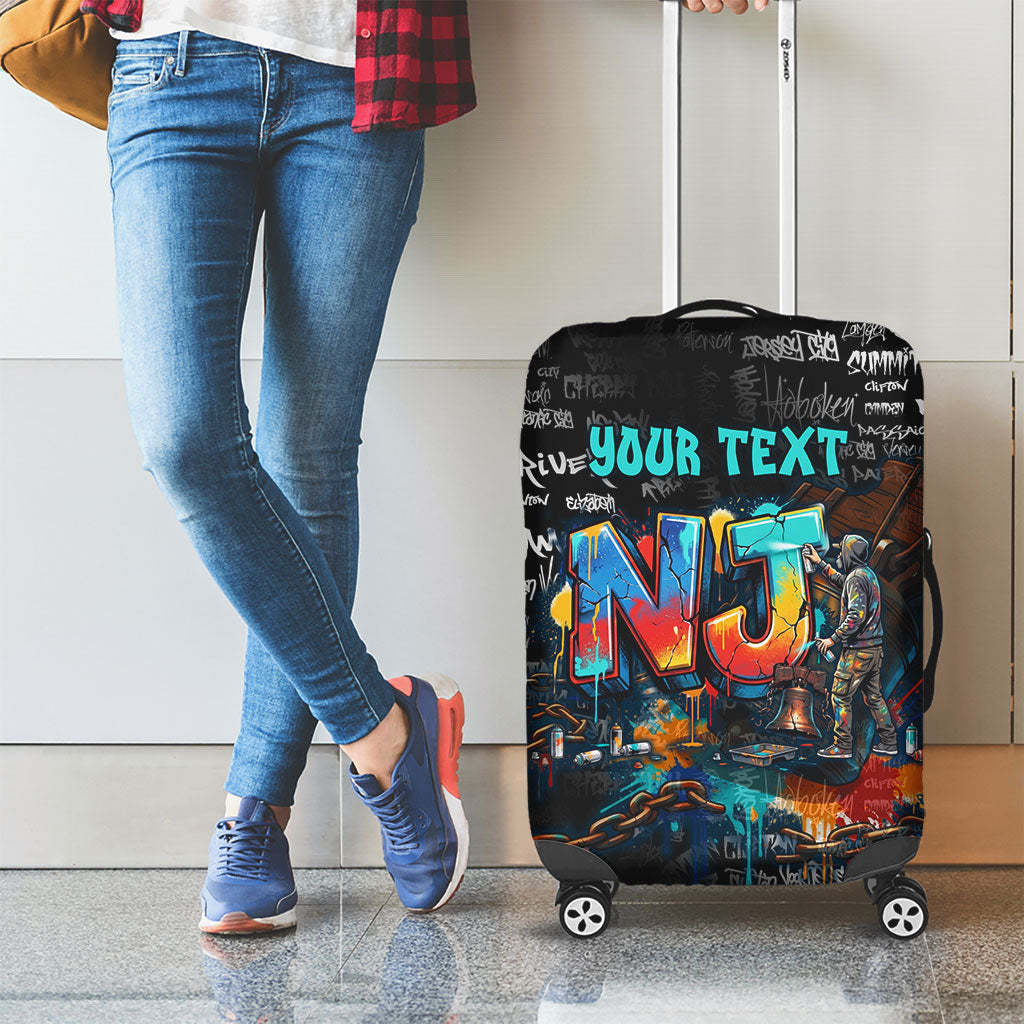 Personalized New Jersey Liberty Bell Graffiti Luggage Cover Urban Street Art - Hand Drawn City Tagging
