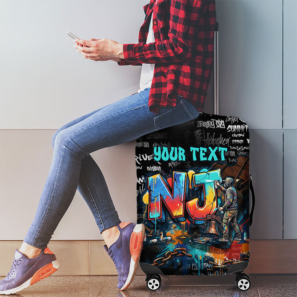 Personalized New Jersey Liberty Bell Graffiti Luggage Cover Urban Street Art - Hand Drawn City Tagging