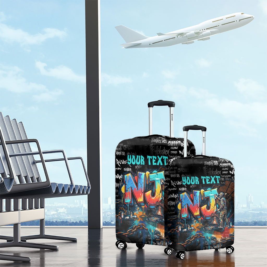 Personalized New Jersey Liberty Bell Graffiti Luggage Cover Urban Street Art - Hand Drawn City Tagging