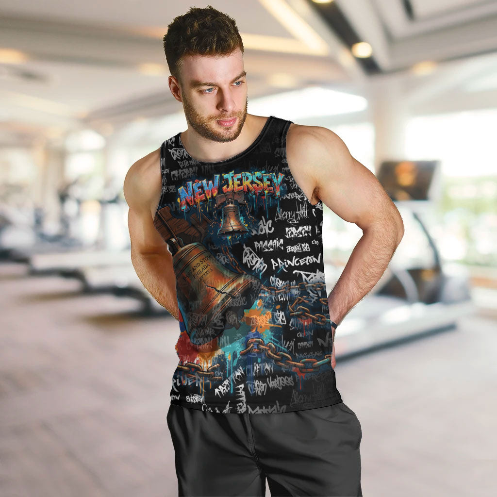 Personalized New Jersey Liberty Bell Graffiti Men Tank Top Urban Street Art - Hand Drawn City Tagging