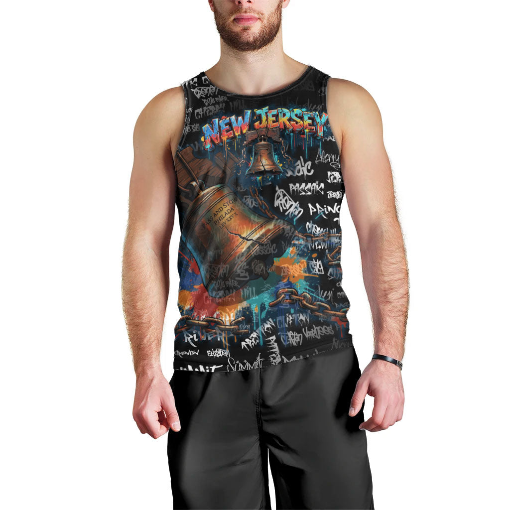 Personalized New Jersey Liberty Bell Graffiti Men Tank Top Urban Street Art - Hand Drawn City Tagging