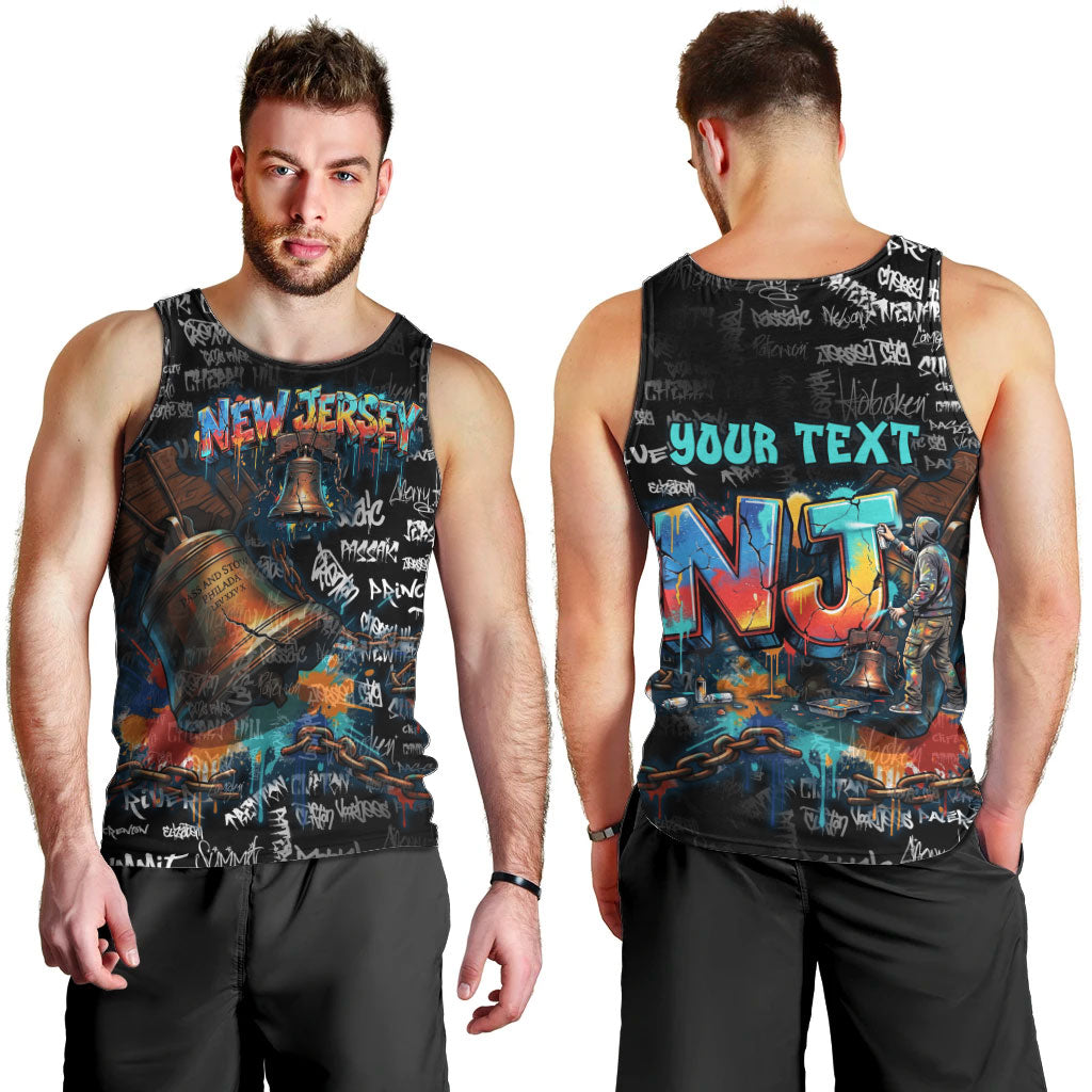Personalized New Jersey Liberty Bell Graffiti Men Tank Top Urban Street Art - Hand Drawn City Tagging