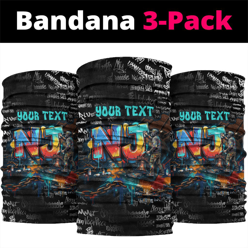 Personalized New Jersey Liberty Bell Graffiti Neck Gaiter Urban Street Art - Hand Drawn City Tagging