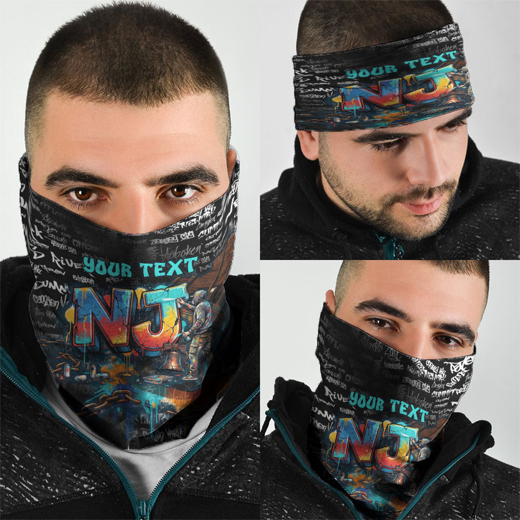 Personalized New Jersey Liberty Bell Graffiti Neck Gaiter Urban Street Art - Hand Drawn City Tagging