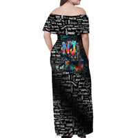 Personalized New Jersey Liberty Bell Graffiti Off Shoulder Maxi Dress Urban Street Art - Hand Drawn City Tagging