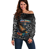 Personalized New Jersey Liberty Bell Graffiti Off Shoulder Sweater Urban Street Art - Hand Drawn City Tagging