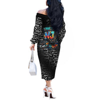 Personalized New Jersey Liberty Bell Graffiti Off The Shoulder Long Sleeve Dress Urban Street Art - Hand Drawn City Tagging