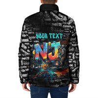 Personalized New Jersey Liberty Bell Graffiti Padded Jacket Urban Street Art - Hand Drawn City Tagging