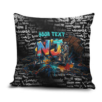 Personalized New Jersey Liberty Bell Graffiti Pillow Cover Urban Street Art - Hand Drawn City Tagging