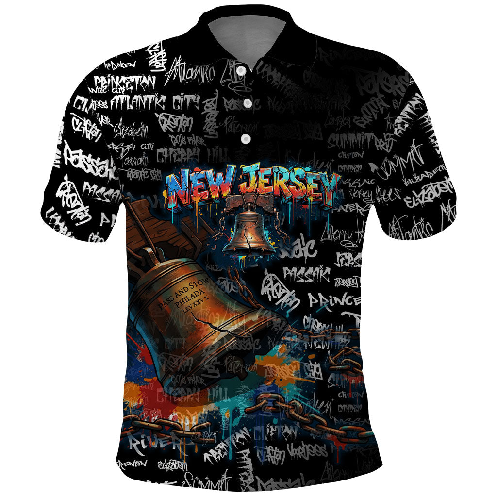 Personalized New Jersey Liberty Bell Graffiti Polo Shirt Urban Street Art - Hand Drawn City Tagging