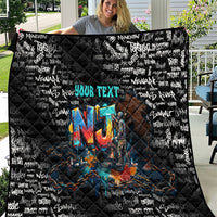 Personalized New Jersey Liberty Bell Graffiti Quilt Urban Street Art - Hand Drawn City Tagging