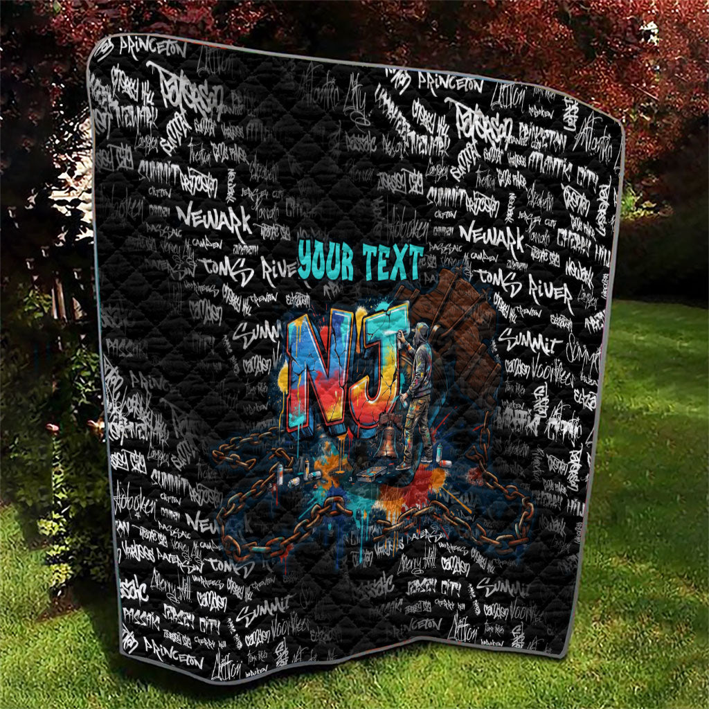 Personalized New Jersey Liberty Bell Graffiti Quilt Urban Street Art - Hand Drawn City Tagging