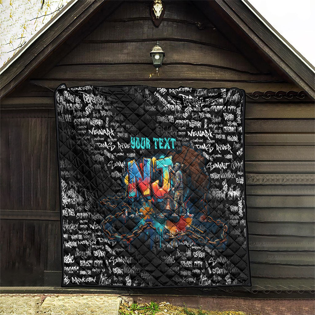 Personalized New Jersey Liberty Bell Graffiti Quilt Urban Street Art - Hand Drawn City Tagging