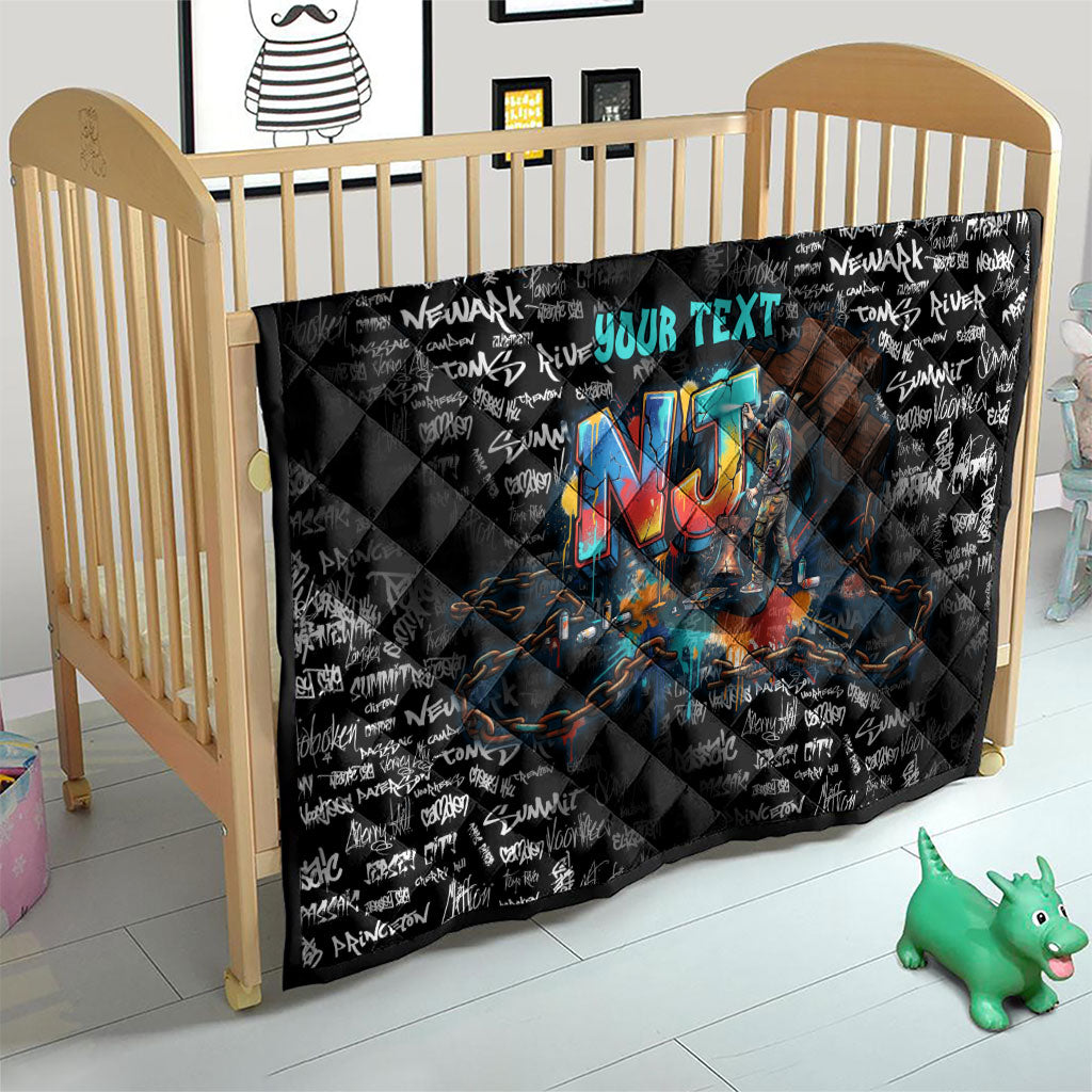 Personalized New Jersey Liberty Bell Graffiti Quilt Urban Street Art - Hand Drawn City Tagging