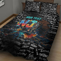 Personalized New Jersey Liberty Bell Graffiti Quilt Bed Set Urban Street Art - Hand Drawn City Tagging