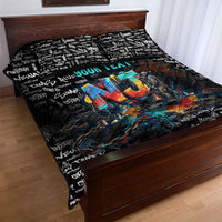 Personalized New Jersey Liberty Bell Graffiti Quilt Bed Set Urban Street Art - Hand Drawn City Tagging