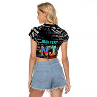 Personalized New Jersey Liberty Bell Graffiti Raglan Cropped T Shirt Urban Street Art - Hand Drawn City Tagging