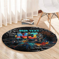 Personalized New Jersey Liberty Bell Graffiti Round Carpet Urban Street Art - Hand Drawn City Tagging