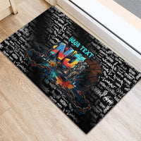 Personalized New Jersey Liberty Bell Graffiti Rubber Doormat Urban Street Art - Hand Drawn City Tagging