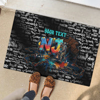 Personalized New Jersey Liberty Bell Graffiti Rubber Doormat Urban Street Art - Hand Drawn City Tagging