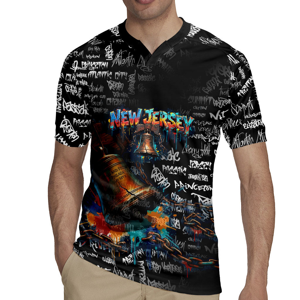 Personalized New Jersey Liberty Bell Graffiti Rugby Jersey Urban Street Art - Hand Drawn City Tagging