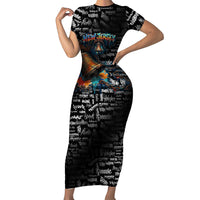 Personalized New Jersey Liberty Bell Graffiti Short Sleeve Bodycon Dress Urban Street Art - Hand Drawn City Tagging