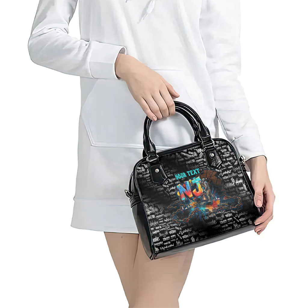Personalized New Jersey Liberty Bell Graffiti Shoulder Handbag Urban Street Art - Hand Drawn City Tagging