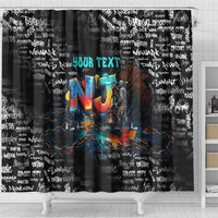 Personalized New Jersey Liberty Bell Graffiti Shower Curtain Urban Street Art - Hand Drawn City Tagging