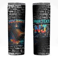 Personalized New Jersey Liberty Bell Graffiti Skinny Tumbler Urban Street Art - Hand Drawn City Tagging