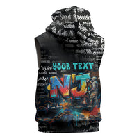 Personalized New Jersey Liberty Bell Graffiti Sleeveless Hoodie Urban Street Art - Hand Drawn City Tagging