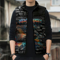 Personalized New Jersey Liberty Bell Graffiti Sleeveless Puffer Jacket Urban Street Art - Hand Drawn City Tagging