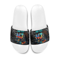 Personalized New Jersey Liberty Bell Graffiti Slide Sandals Urban Street Art - Hand Drawn City Tagging