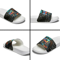 Personalized New Jersey Liberty Bell Graffiti Slide Sandals Urban Street Art - Hand Drawn City Tagging