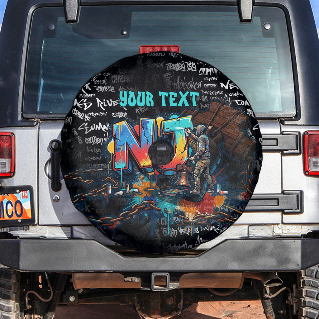 Personalized New Jersey Liberty Bell Graffiti Spare Tire Cover Urban Street Art - Hand Drawn City Tagging