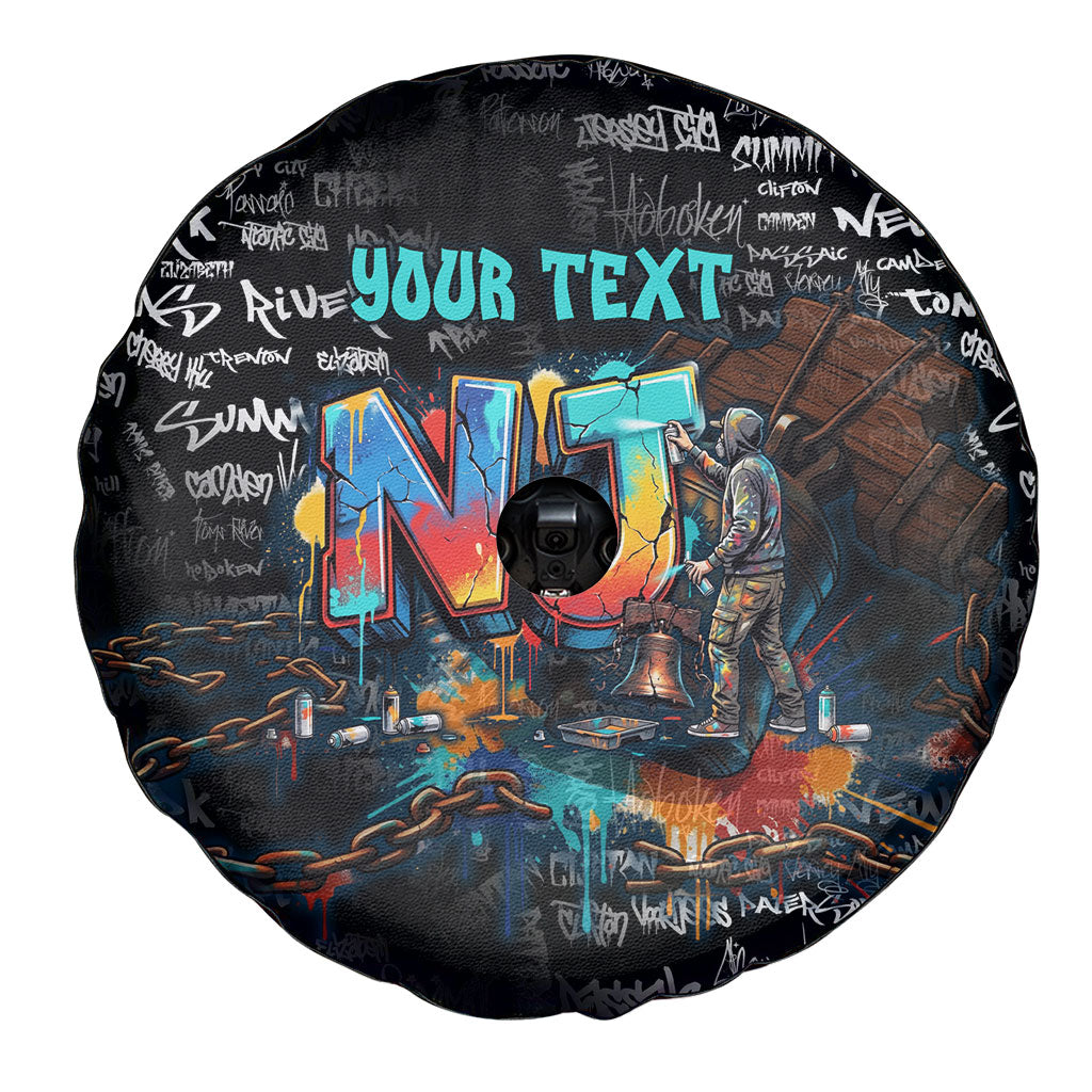 Personalized New Jersey Liberty Bell Graffiti Spare Tire Cover Urban Street Art - Hand Drawn City Tagging