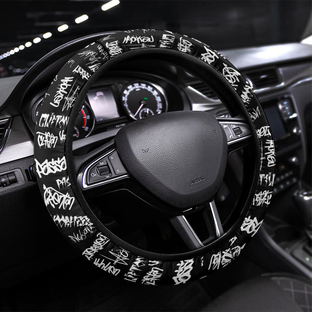 New Jersey Liberty Bell Graffiti Steering Wheel Cover Urban Street Art - Hand Drawn City Tagging