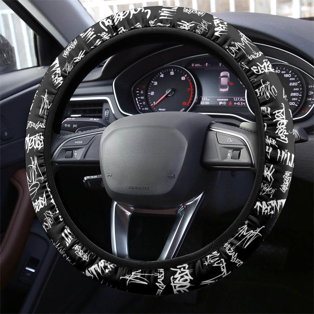 New Jersey Liberty Bell Graffiti Steering Wheel Cover Urban Street Art - Hand Drawn City Tagging