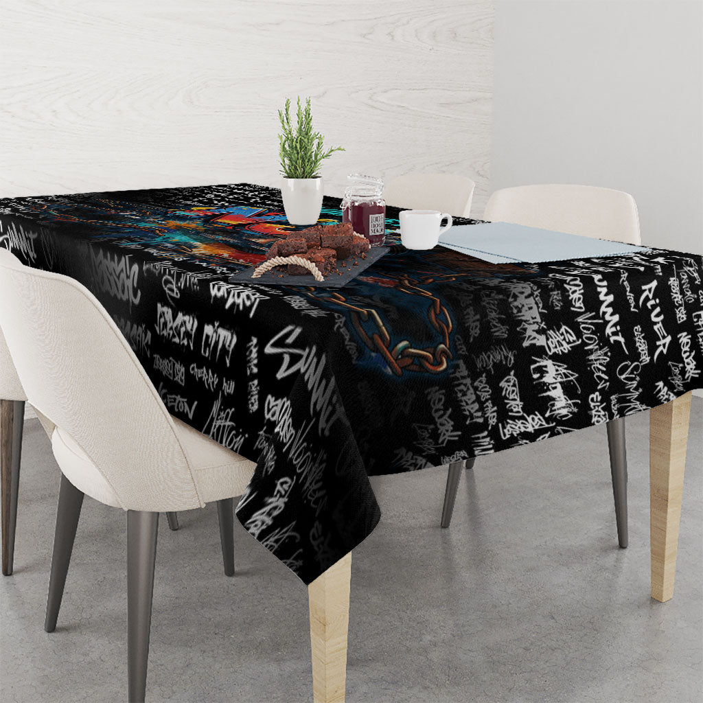 Personalized New Jersey Liberty Bell Graffiti Tablecloth Urban Street Art - Hand Drawn City Tagging