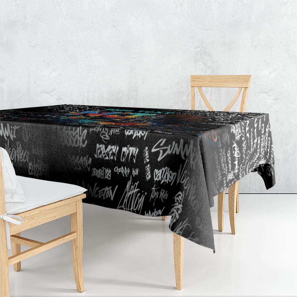 Personalized New Jersey Liberty Bell Graffiti Tablecloth Urban Street Art - Hand Drawn City Tagging