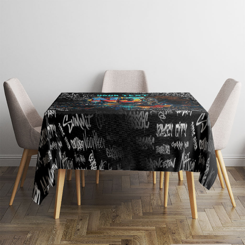Personalized New Jersey Liberty Bell Graffiti Tablecloth Urban Street Art - Hand Drawn City Tagging