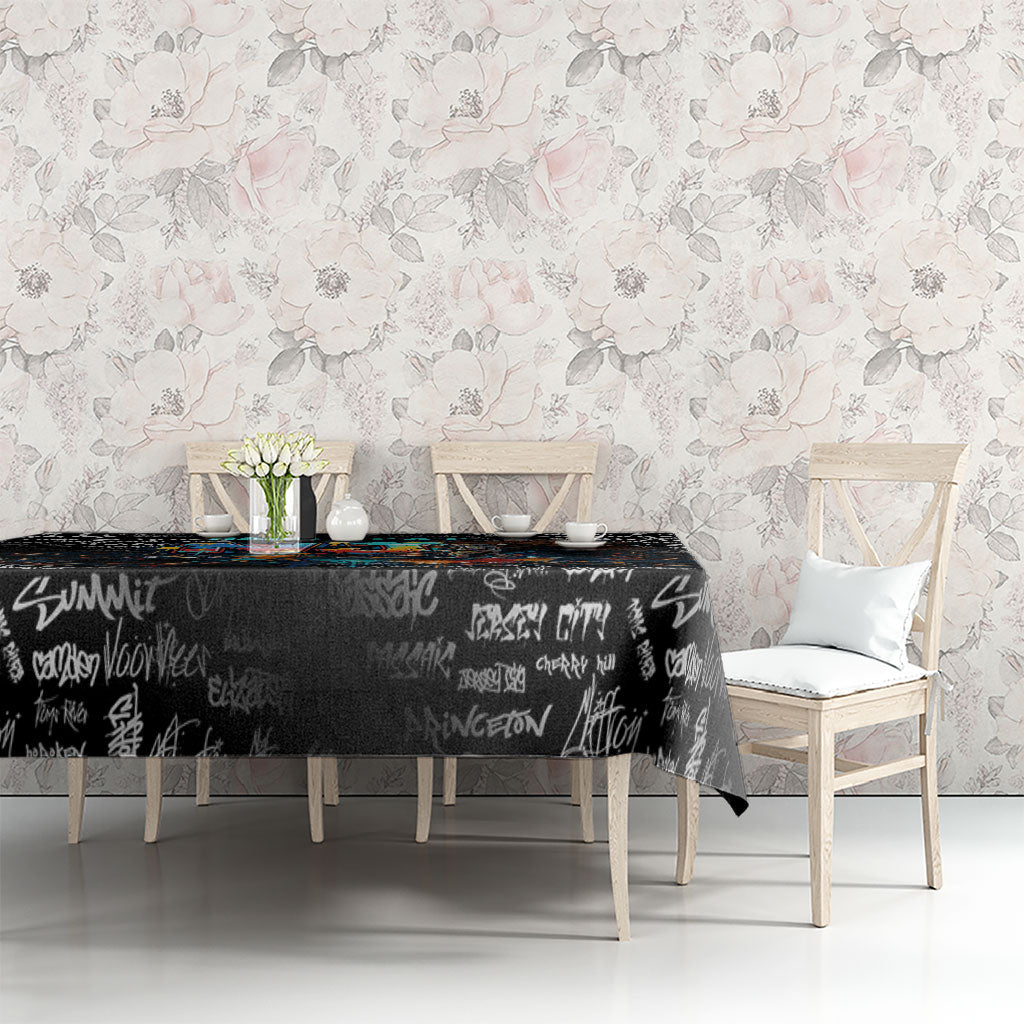 Personalized New Jersey Liberty Bell Graffiti Tablecloth Urban Street Art - Hand Drawn City Tagging