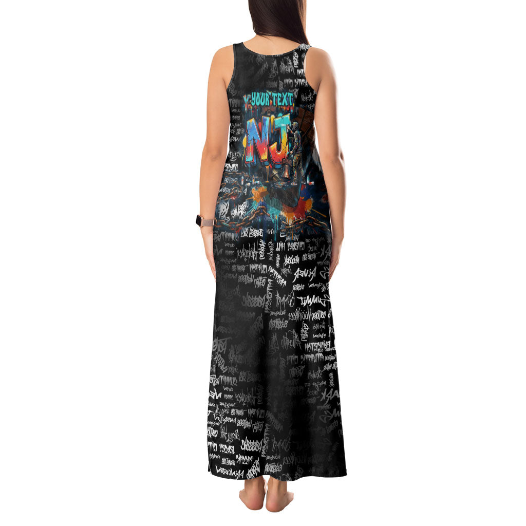 Personalized New Jersey Liberty Bell Graffiti Tank Maxi Dress Urban Street Art - Hand Drawn City Tagging