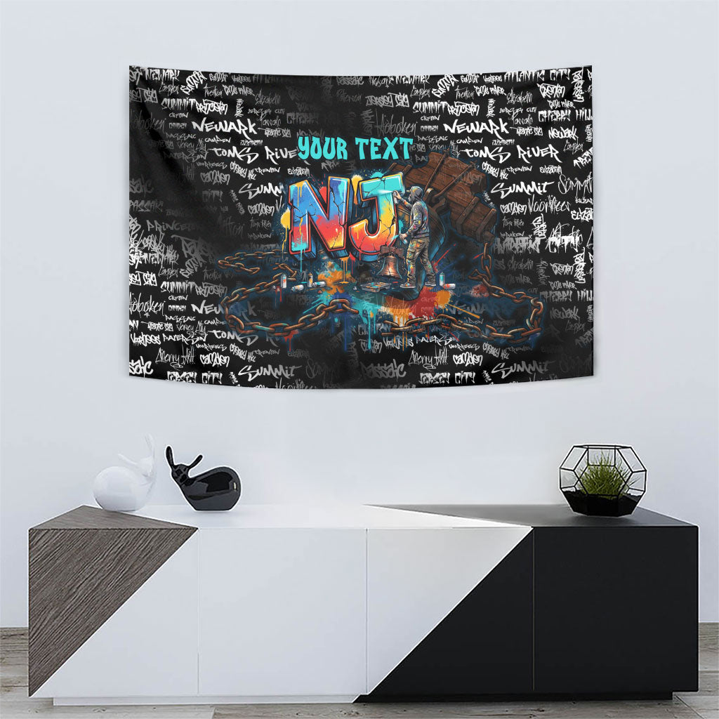 Personalized New Jersey Liberty Bell Graffiti Tapestry Urban Street Art - Hand Drawn City Tagging