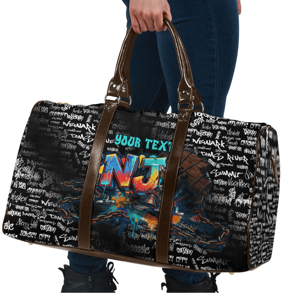 Personalized New Jersey Liberty Bell Graffiti Travel Bag Urban Street Art - Hand Drawn City Tagging