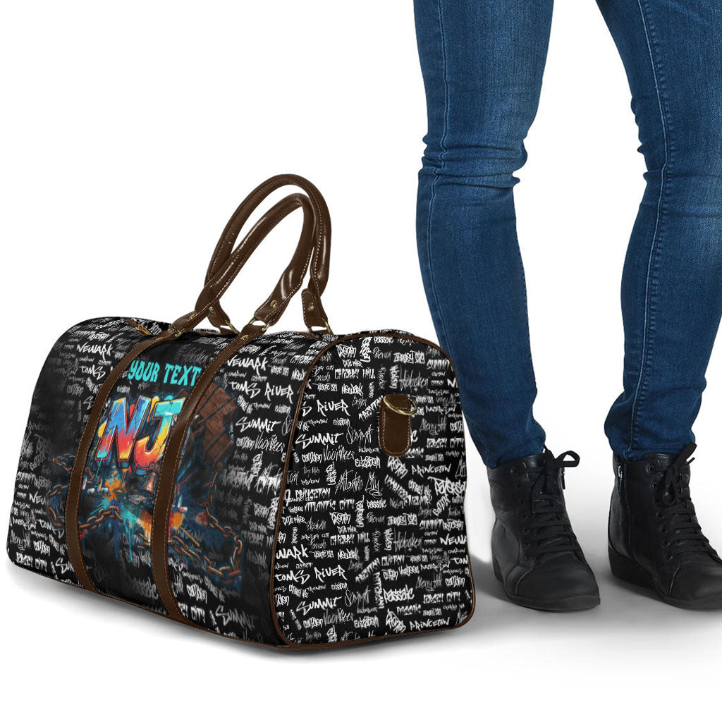 Personalized New Jersey Liberty Bell Graffiti Travel Bag Urban Street Art - Hand Drawn City Tagging
